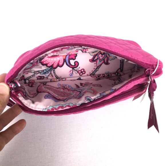 Vera Bradley Breast Cancer Magenta Quilted Velour Zippered Compact Organizer NWT - Picture 6 of 7